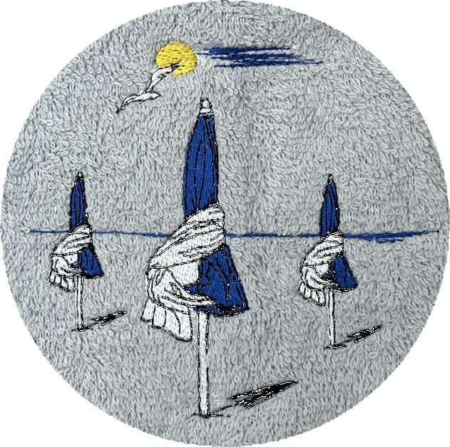 . PARASOL BLANC/BLEU -061-